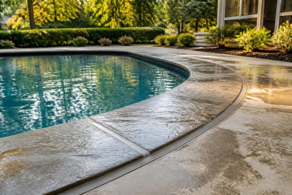 Pool coping seasonal movement checks North Carolina around joints and adjacent deck surfaces
